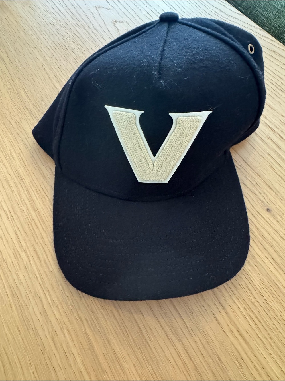 Vanderbilt Black Baseball Cap - Cream 'V' Patch